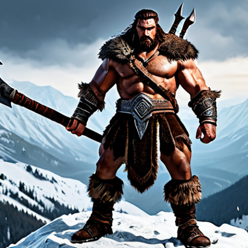 **

"A powerful Barbarian warrior, fully clothed in detailed, practical armor with furs and leather, wielding a massive two-handed axe, standing triumphantly atop a snowy mountain peak overlooking a vast, dark forest. Safe for work, appropriate content, perfect anatomy, correct proportions, natural pose, professional digital art, high resolution, family-friendly."

**