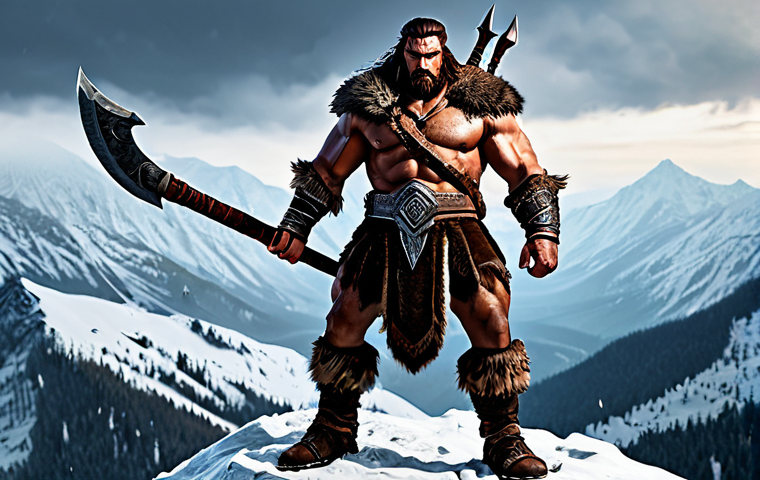 **
"A powerful Barbarian warrior, fully clothed in detailed, practical armor with furs and leather, wielding a massive two-handed axe, standing triumphantly atop a snowy mountain peak overlooking a vast, dark forest. Safe for work, appropriate content, perfect anatomy, correct proportions, natural pose, professional digital art, high resolution, family-friendly."
**